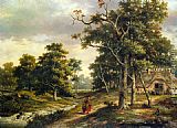 Famous Wooded Paintings - Peasant Woman and a Boy in a Wooded Landscape